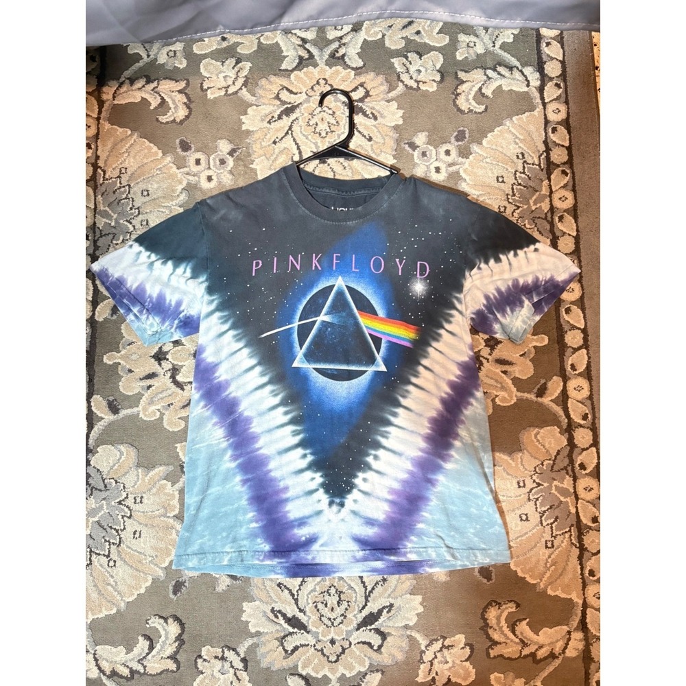 Liquid Blue Pink Floyd Dark Side of the Moon Tie Dye Graphic T-Shirt Small